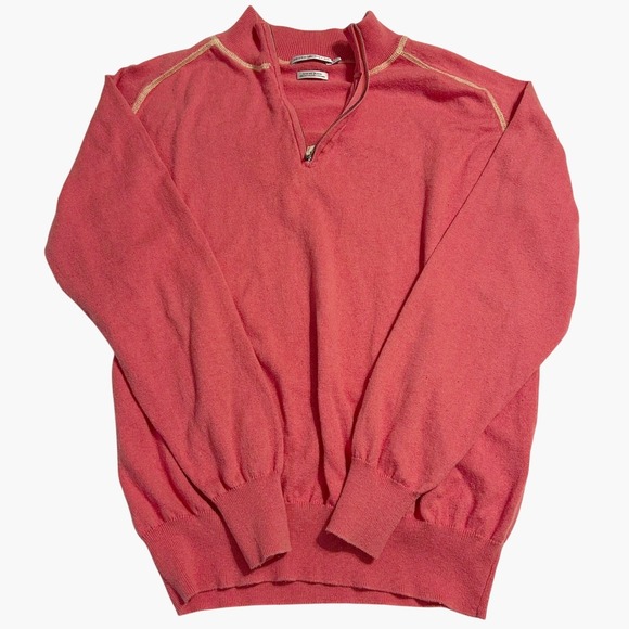 Peter Millar Luxury Blend Quarter Zip Sweater Coral Women's L Cotton Cashmere - Picture 4 of 6